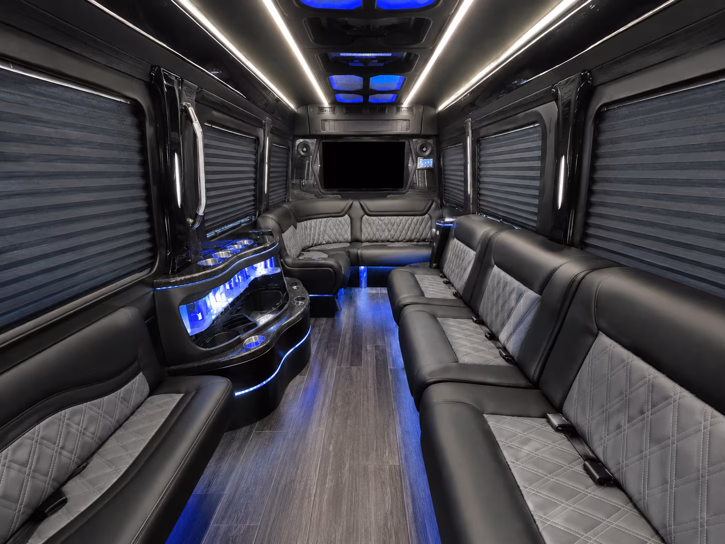 somerville 20 passenger party bus interior