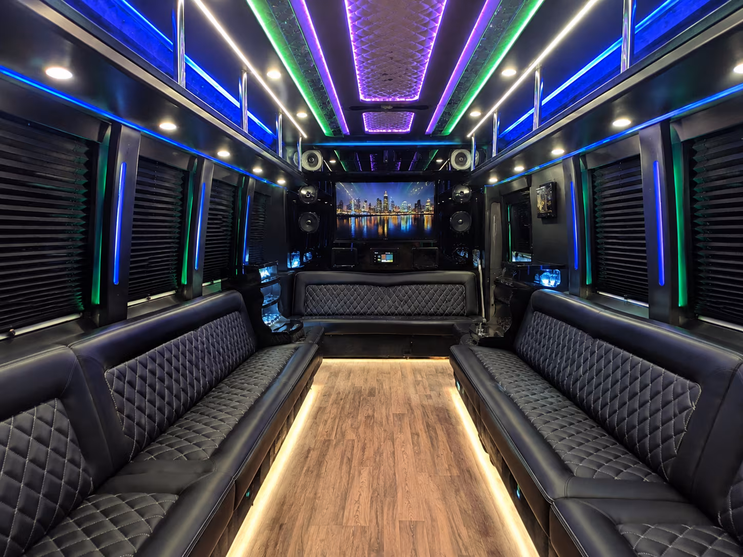somerville 25 passenger party bus interior