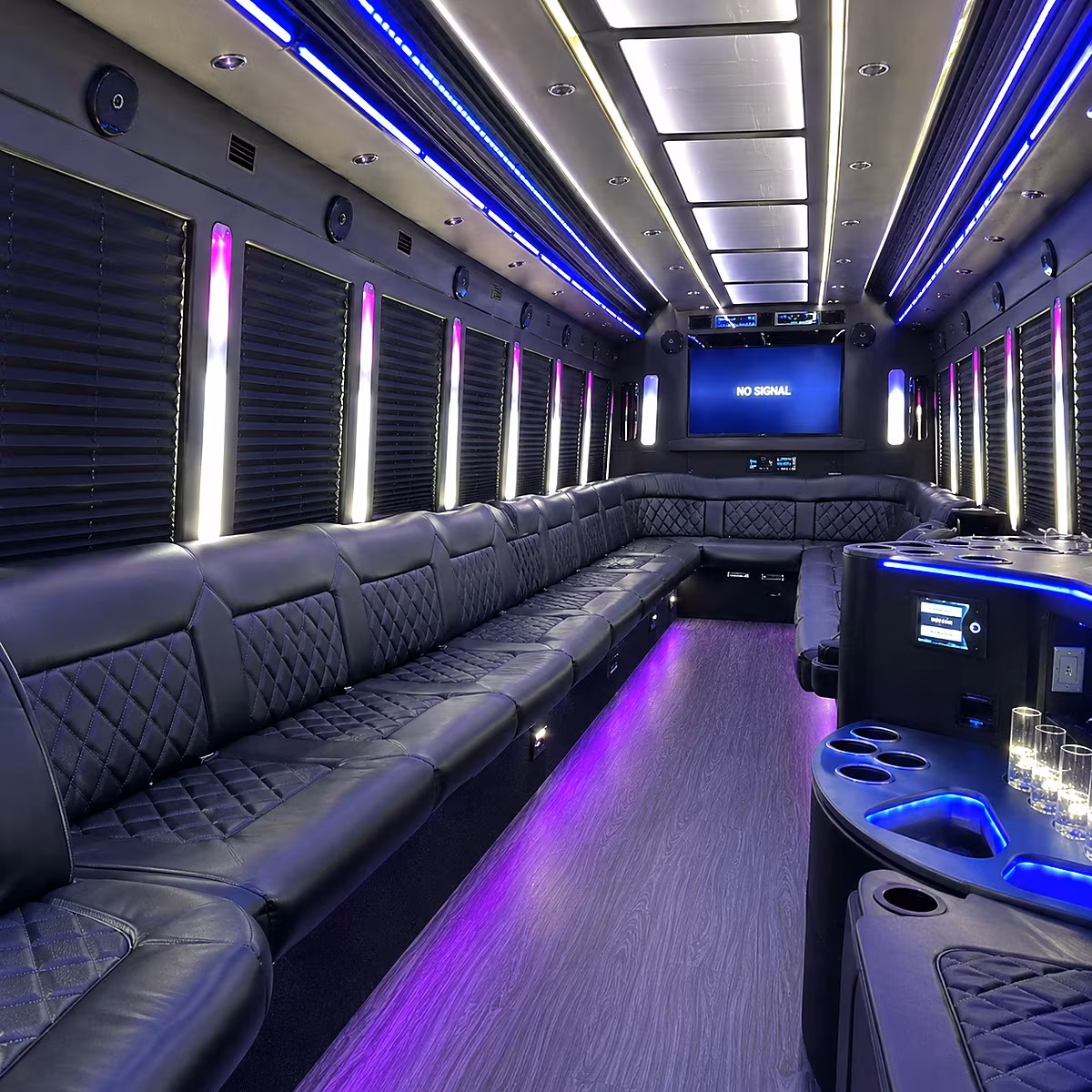 somerville 30 passenger party bus inside